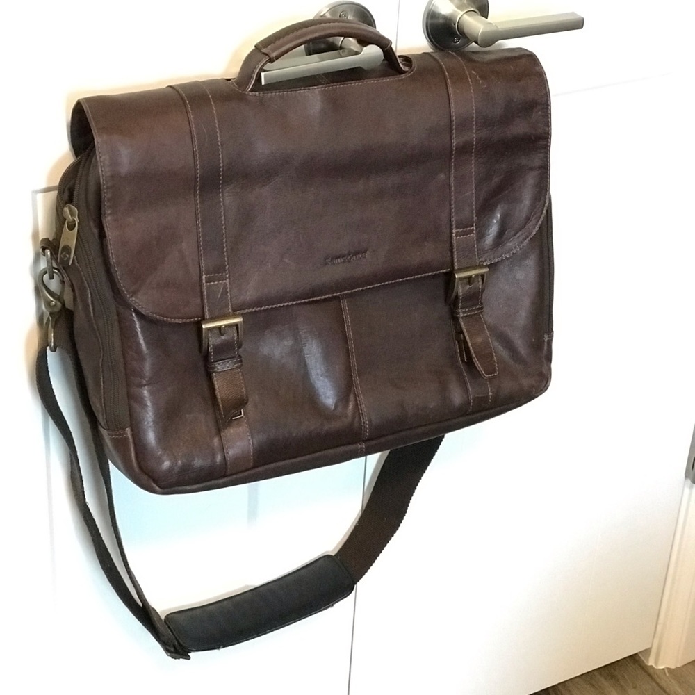 Samsonite Columbian Leather flapover case, Brown